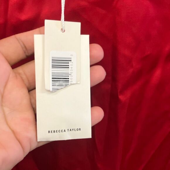 Rebecca Taylor red satin blouse with bell sleeves size 6 NEW #719 - Picture 4 of 9